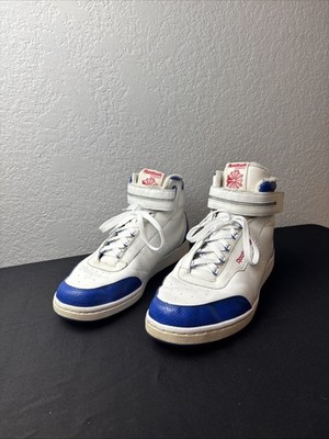 Reebok Classic High Top Freestyle White Royal Blue Mens Sneakers Size 13 J09919