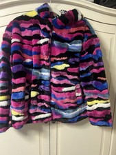 Desigual Eco Fur Colourful Coat Jacket Women's Size UK 12 EU 40