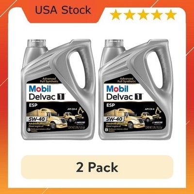 (2 pack) Mobil Delvac 1 ESP Heavy Duty Full Synthetic Diesel Engine Oil 5W-40