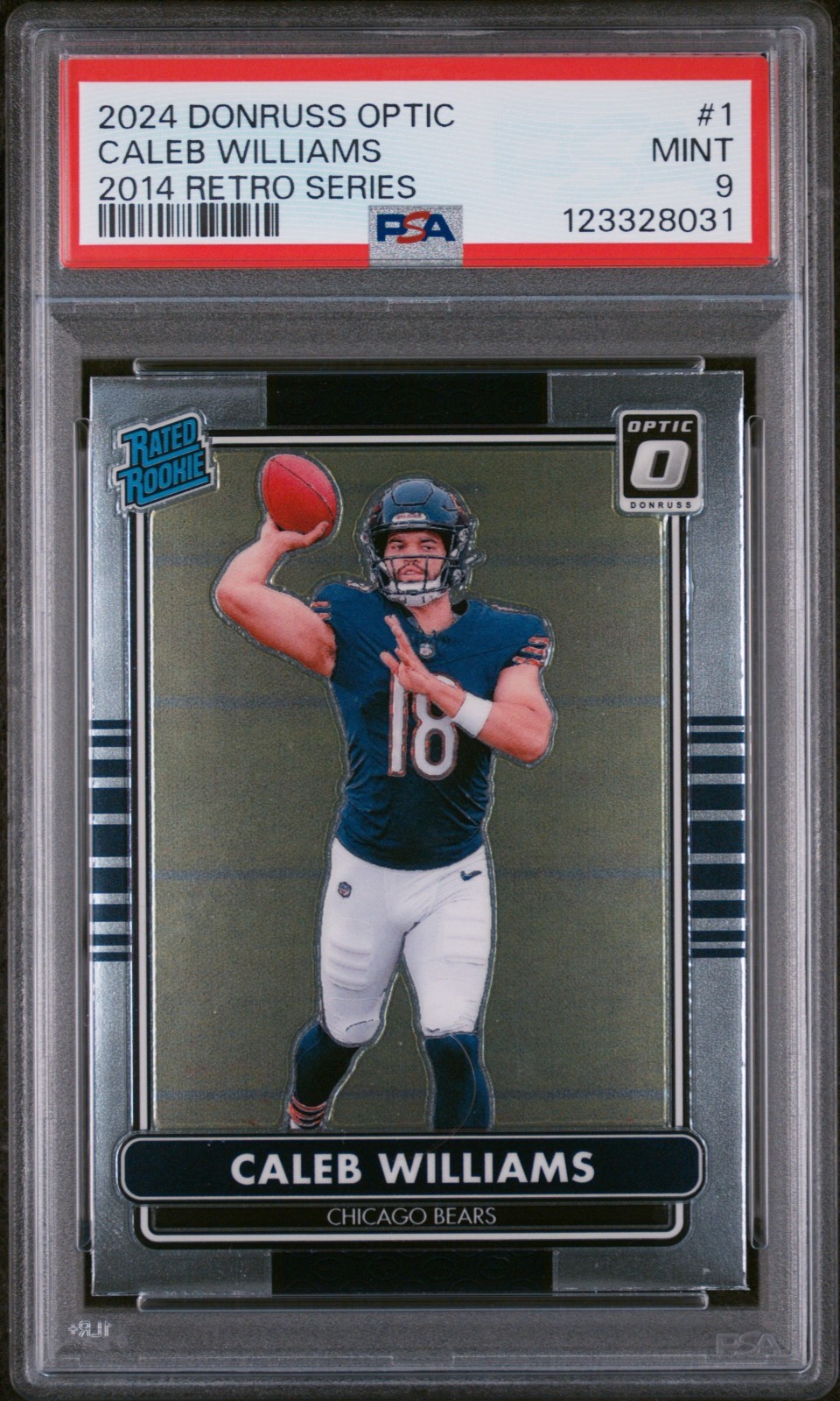 CALEB WILLIAMS 2024 PANINI DONRUSS OPTIC 2014 RETRO SERIES #1 ROOKIE RC PSA 9