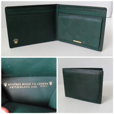 Rolex Wallet Card Holder Authentic Rolex Green Bi-Fold Wallet 56.05.3 New Ex Cd