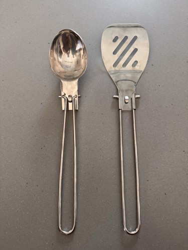 GSI OUTDOORS Folding Camp Spatula and Spoon Stainless Steel Rustproof