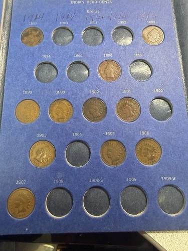 Ten 11 Different Indian Penny Pennies Cents 1899 and 1900's Ungraded in Album