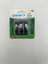 Dymo 1741670 3D Embossing Maker Tape Refills Black Acid Free 3/8" x 9.8" 3-Pack