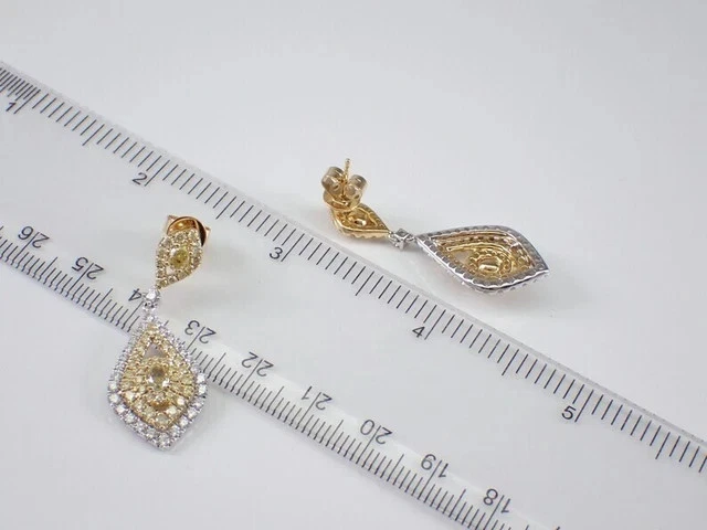 Lab-Created Citrine 3.00Ct Oval Cut Women Drop Dangle Earrings White Gold Plated - Image 4 of 4