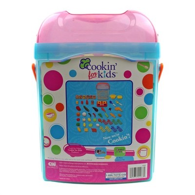 Cookin for Kids' Pretend Play Cooking Set w/ Mini Food Items Utensils 66 pcs