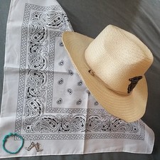 kapelusz kowbojski unisex fantazyjna sukienka z szelką i plastikowymi kolczykami