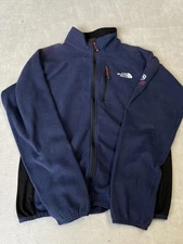 The North Face Fleece Jacket Mens Medium Navy Black Summit Series Full Zip Tech