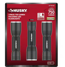 HUSKY 1007 731 579 Flashlight 3-Pack LED FOCUSING High Low Strobe 750 Lumens