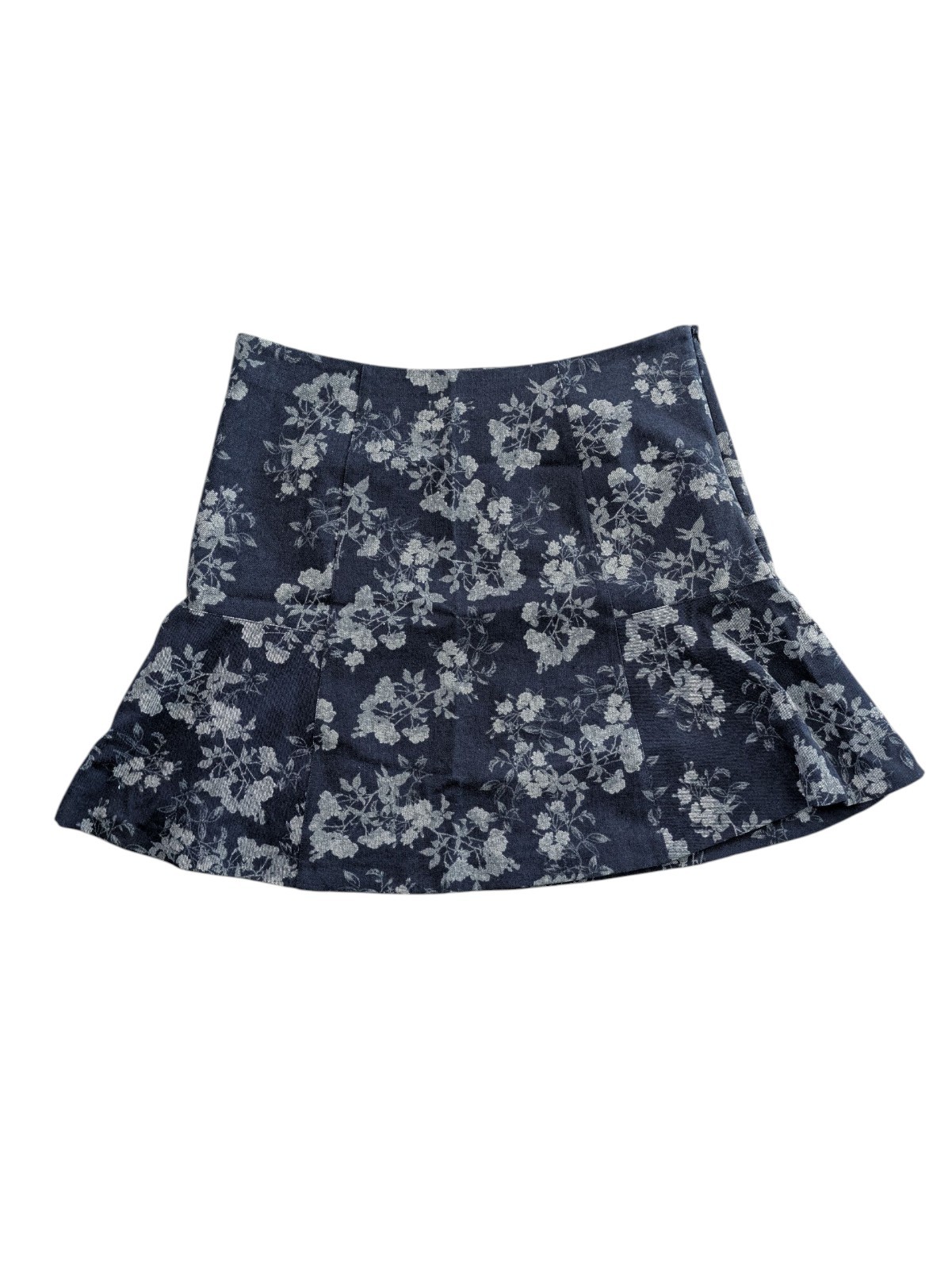 NWT Banana Republic Mini Skirt Floral Navy Blue Gray Womens Size 14