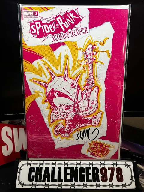 SPIDER-PUNK Arms Race #1 Skottie Young SIGNED "Pink Punk" w/ COA + Toploader