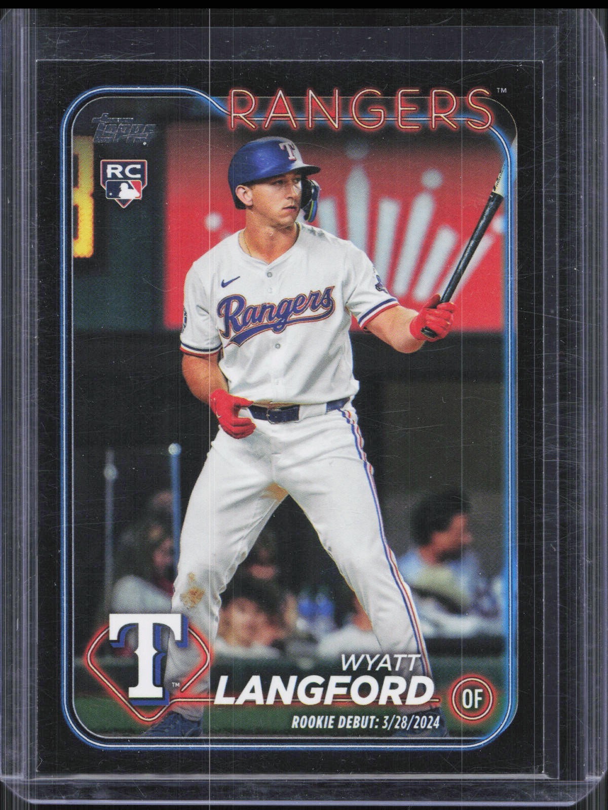 2024 Topps Update Wyatt Langford US341 Rookie Debut Black /74 Rangers