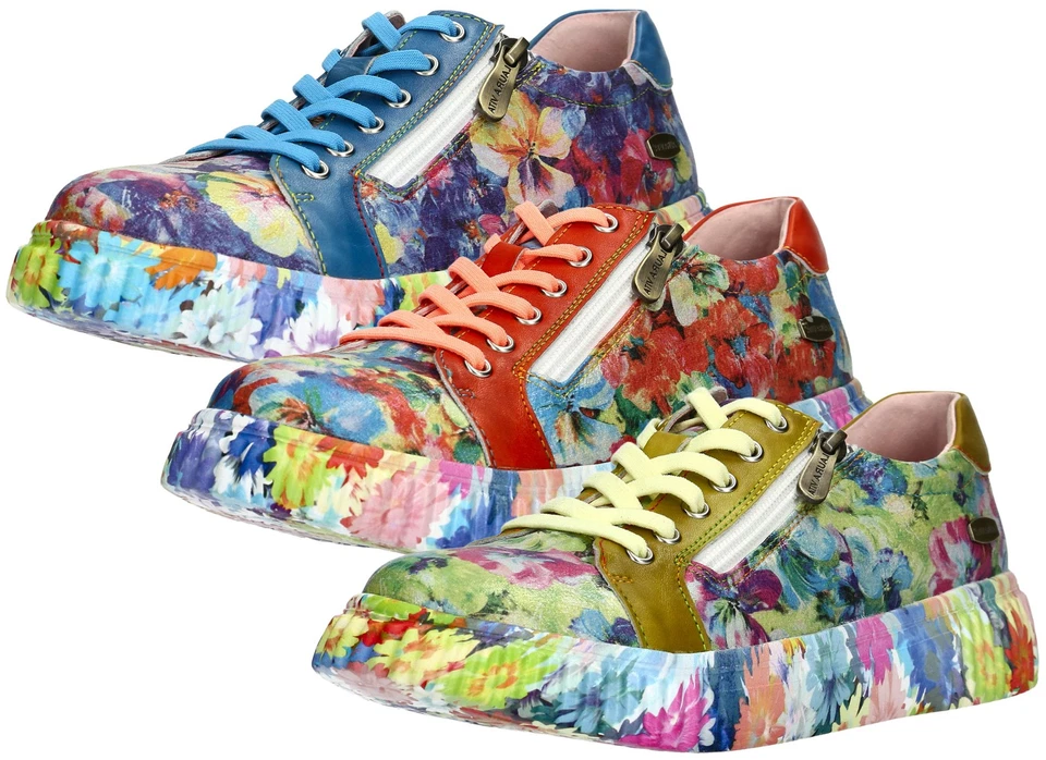 Laura Vita Damen Sneaker Plateau Floral Reißverschluss SOLENO 02 - Bild 1 von 1