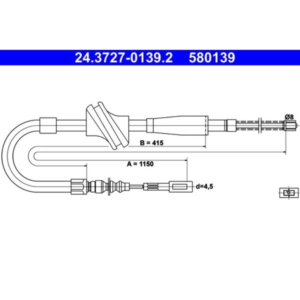 Seilzug Feststellbremse ATE 24.3727-0139.2 FüR Audi 80 B2 Coupe-image