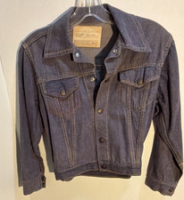 1970s Girls Blue Denim Jacket Size 14 Button Front Patch Pockets