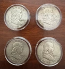Lot of (4) 1963 FRANKLIN HALF DOLLARS 90% SILVER Circulated in Airtite Holder