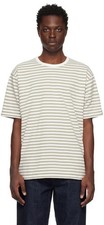 Nanamica Taupe & White Striped T-Shirt Short Sleeve Men’s S Japan Beige Vintage