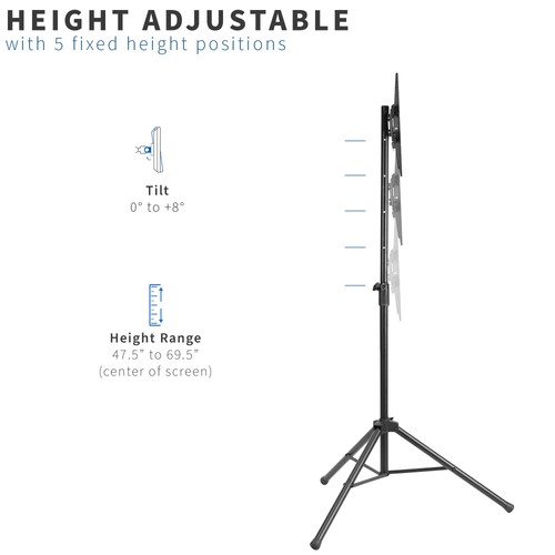 VIVO Black Tripod 32" to 55" TV Display Floor Stand Height Adjustable Mount - Picture 3 of 8
