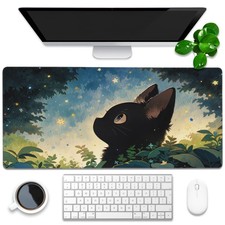 Desk Pad, Anime Cute Black Cat Extended Gaming Mouse Pad Large, 35.4"x15.7" B...