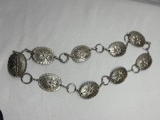 Vintage 1980s/1990s Silvertone Metal Western Cowgirl Oval Concho Chain Belt