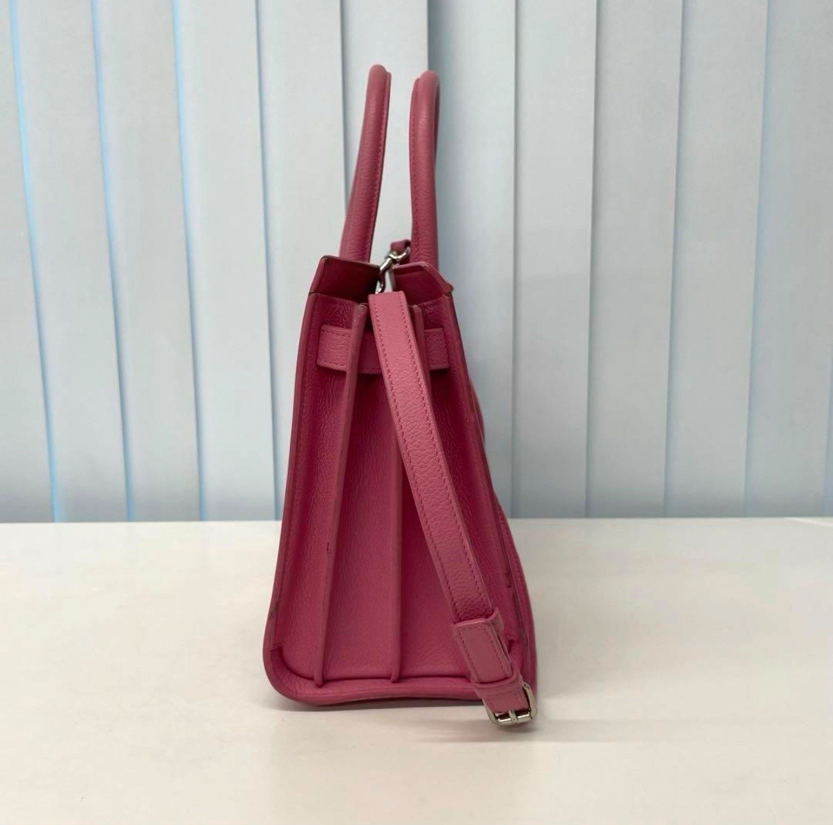 Borsa a tracolla Saint Laurent Sac de Jour rosa 2 vie tasca rimovibile indossata usata