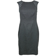 ANN TAYLOR Women's 0 Black white polka dot sleeveless sheath dress knee