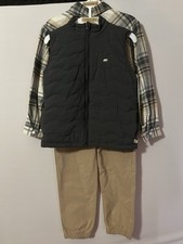 Bearpaw Three Piece Outfit For Boys Size 7, Long Sleeve Shirt, Pant And Vest