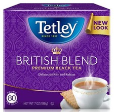 Tetley British Blend Premium Black 80-Count Tea Bags 7 Ounce Pack of 2