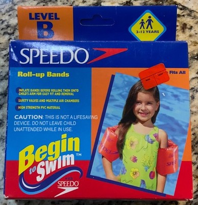 New Speedo Begin To Swim Roll-Up Arm Bands Ages 2 to 12 Max Weight 110 Lbs NIP