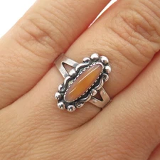 WHEELER MFG Old Pawn 925 Sterling Silver Southwestern MOP Tribal Ring Size 6.25
