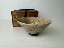 Y9492 CHAWAN Mino-ware bowl kintsugi box Japan antique tea ceremony pottery cup
