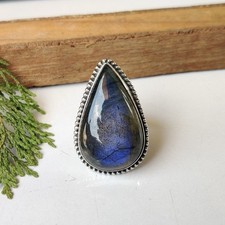 Unique Labradorite Gemstone Ring 925 Sterling Silver Christmas Gift Ring PG7707