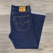 Levi 502 Taper Fit Blue  Stretch Selvedge 36x32 Dark Wash Raw Indigo