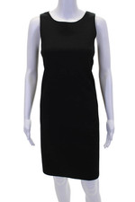 Magaschoni Collection Womens Round Neck Zip Cocktail Shift Dress Black Size 0