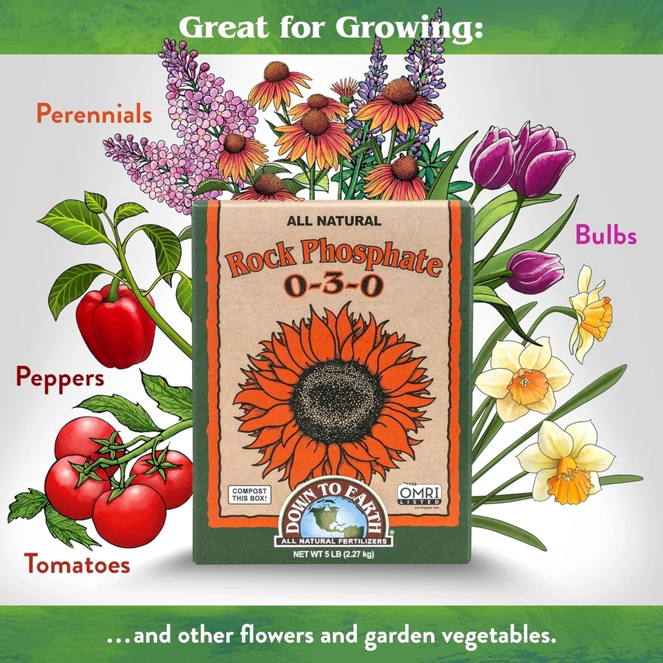 Fertilizante de fosfato de roca orgánico Down to Earth 0-3-0, 5 libras Foto 3 de 4