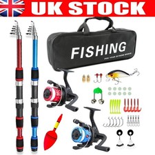 2PCS 1.8m Telescopic Rod Reel Combo Fishing Tackle Set + Baits + Hooks + Bag Kit