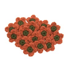 Small Crochet Flowers Sew-On Applique Wool Acrylic Embellishment Orange Green