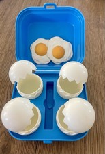 Vintage Fisher Price 1987 Fun Food Cracked Eggs Carton 2 Fried Eggs
