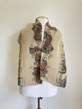 Vintage Silk Scarf Beige Multicolor Carriage Horse Print Square Women  s A19