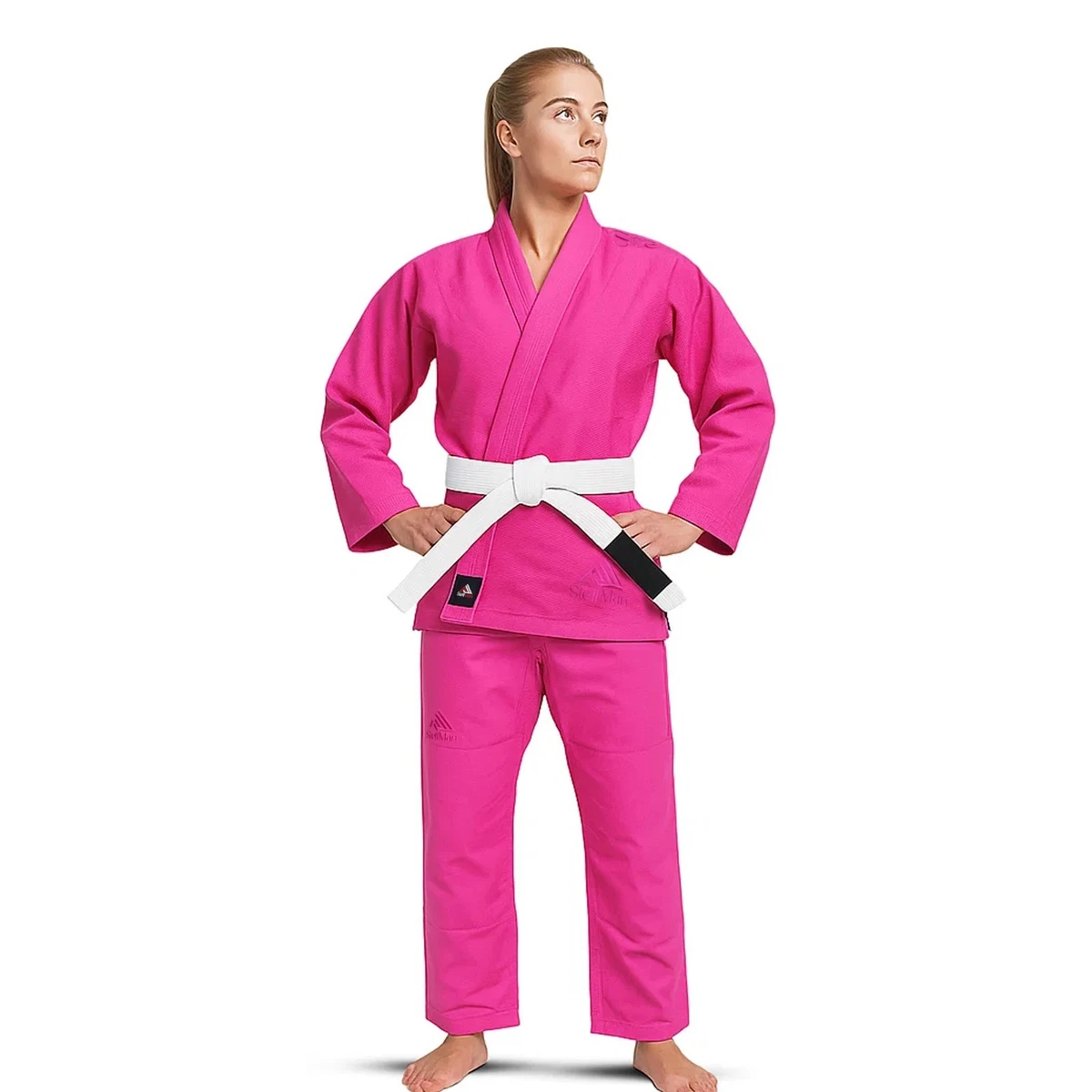 Gracie Barra Gi Y1 Hot Pink Complete Set White Belt Girls Equipe Edition ?✨ In the world of Jiu-Jitsu, every detail makes a  main image 2