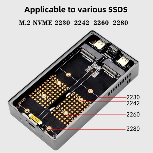 1 PC RAID Dual Bay M.2 NVME SSD Case 20Gbps Hard Disk Enclosure Accessories - Afbeelding 12 van 15