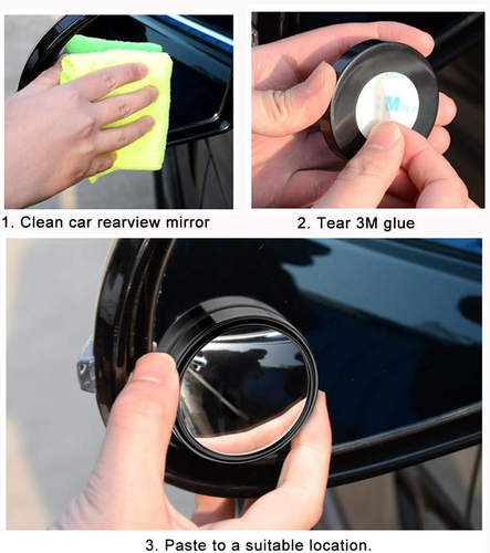 2PCS Small Blind Spot Mirror,3-Inch round HD Glass Convex Rear View Mirror,Stron - Picture 7 of 12