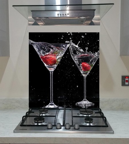 Splashback Toughened Glass Modern Unique Martini Drinks with Splashes Any Sizes - Picture 1 of 3