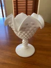 Vintage 1958 3725 MI FENTON Hobnail Milk Glass Jelly Dish