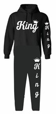 King outfit Black sweatsuit White design hoodie and sweatpants outfit