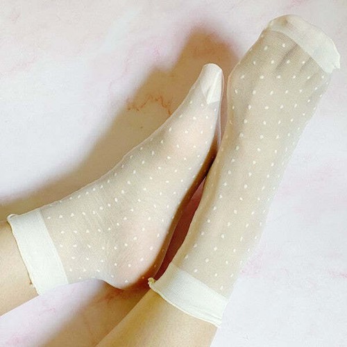 Dots And Strawberries Sheer Socks Set Of 2 Pairs - Picture 3 of 7