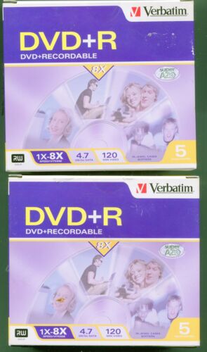 10 DVD Verbatim + R 2 boîte de 5 = 10 disques dans des coffres bijoux 1X-8 X 120 min. 4,7 Go - Photo 1 sur 2