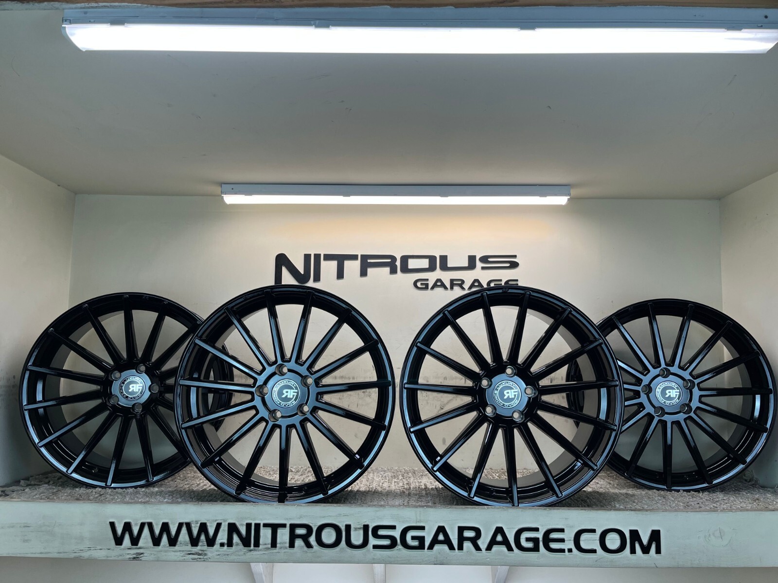 22 GLOSS BLACK CONCAVE STAGGERED RF15 WHEELS FIT BENTLEY FLYING SPUR SEDAN 03-18