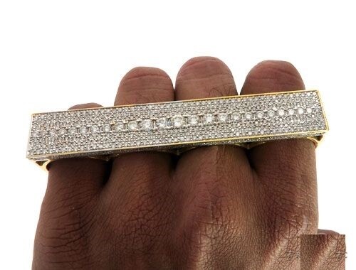 Anillo de cuatro dedos para hombre 1,85 quilates de circonio enchapado en oro amarillo plateado | eBay