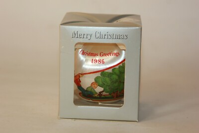 1986 Christmas Greetings Satin Ball Ornament Vtg Kmart beautiful moments Holiday